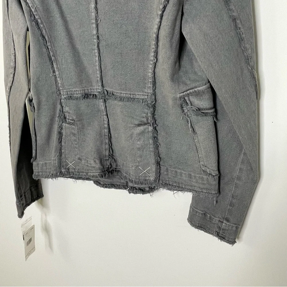 Jacket | Free People Military Denim Blazer in Deep Grey Pewter | Captains Jean - Picture 8 of 16